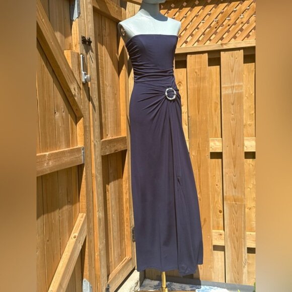 🆕 SIMKHAI 🧿 NWOT Emma Draped Jersey Bustier Midi Dress, Midnight Blue Sz US 4 - Picture 3 of 16